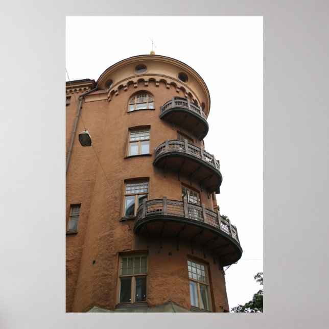 Helsinki Turret Architecture: Art Nouveau Building Poster (Front)