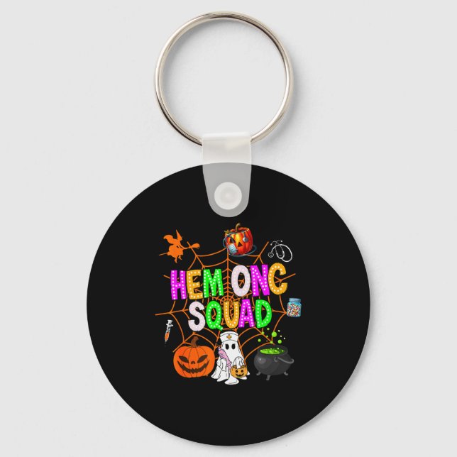 Hem Onc Squad Nurse Halloween Ghost Peds Hematolog Keychain (Front)