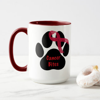 Hemangiosarcoma Dog Cancer Paw Ribbon Design Mug