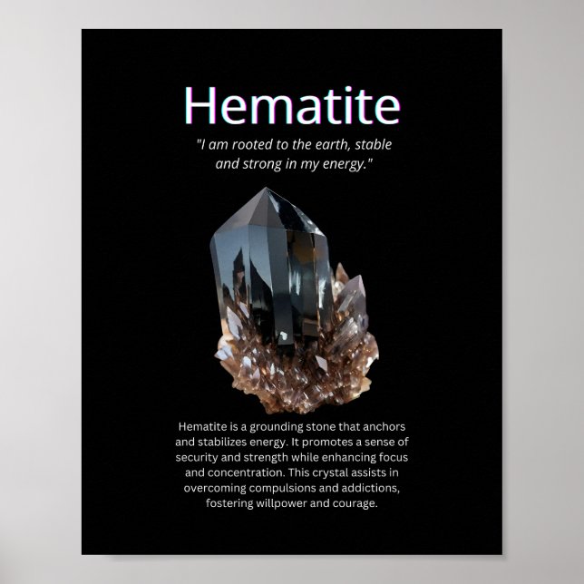 Hematite Crystal Stone Meaning Poster (Front)