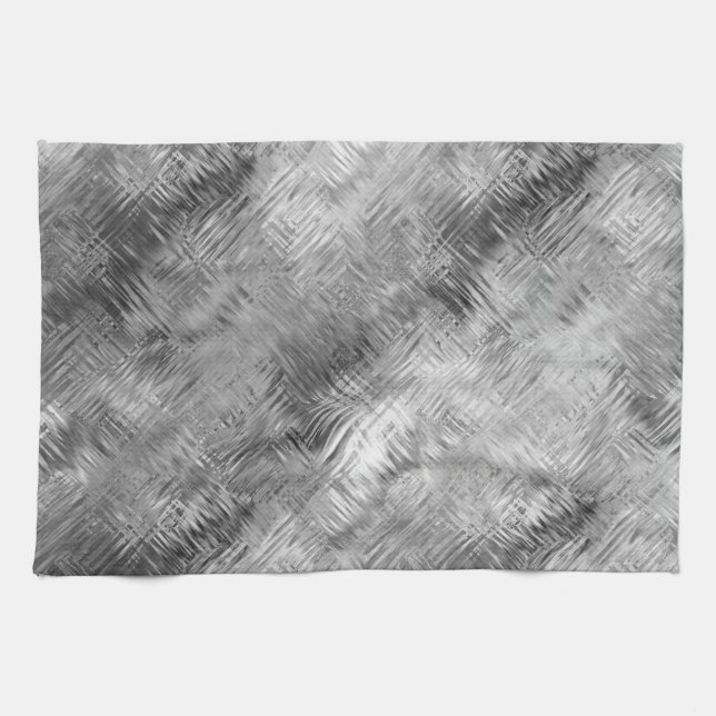 Hematite Grey Scribbled Texture Kitchen Towel (Horizontal)