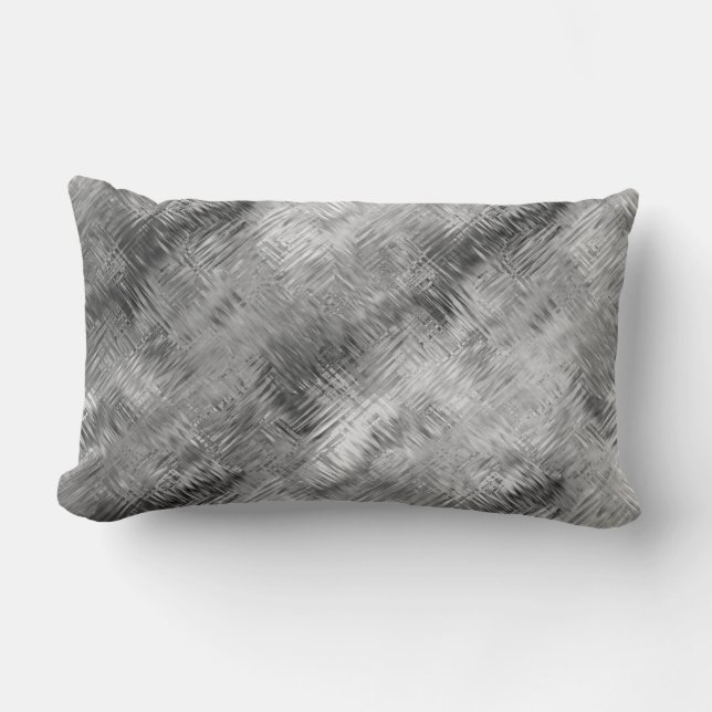 Hematite Grey Scribbled Texture Lumbar Pillow (Front)