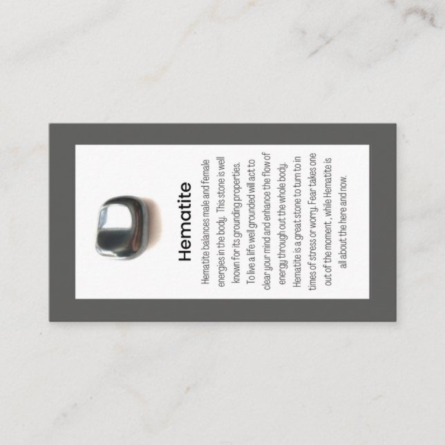 Hematite Quartz Crystal Meaning Jewelry Display Business Card (Front)