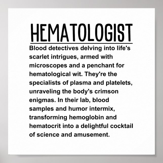 Hematologist Poster (Front)