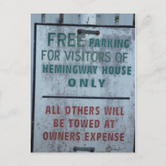 Hemingway House visitor Parking sign Postcard