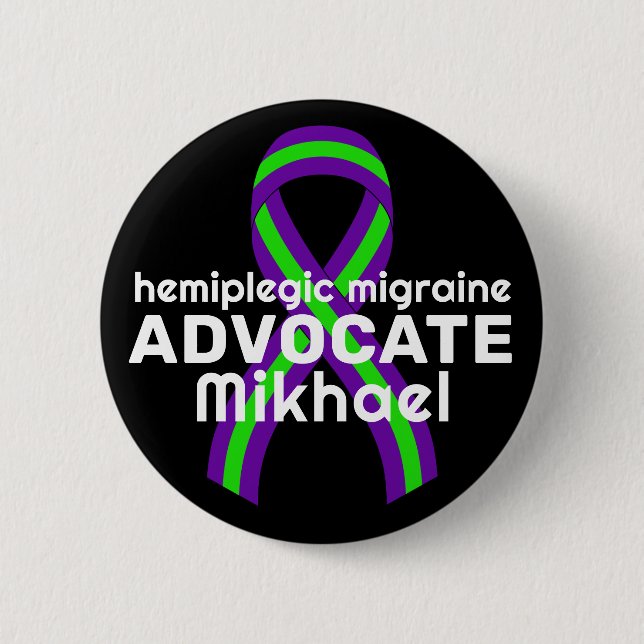 Hemiplegic Migraine Advocate Black Button (Front)
