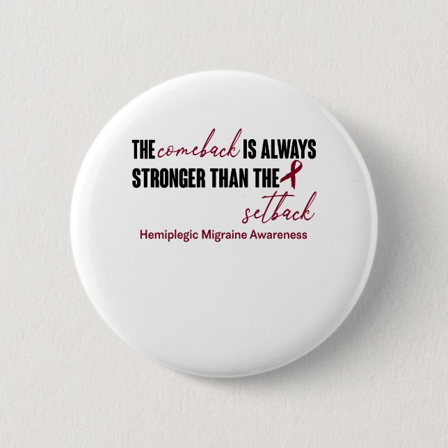 Hemiplegic Migraine Awareness Ribbon Support Gifts Button (Front)