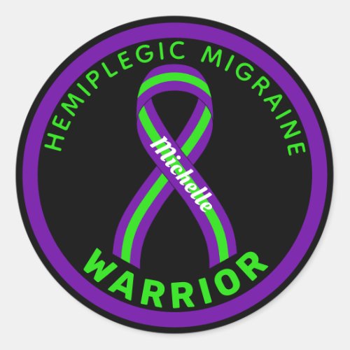 Hemiplegic Migraine Warrior Black Round Sticker