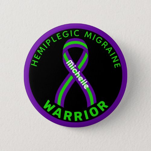 Hemiplegic Migraine Warrior Ribbon Black Button
