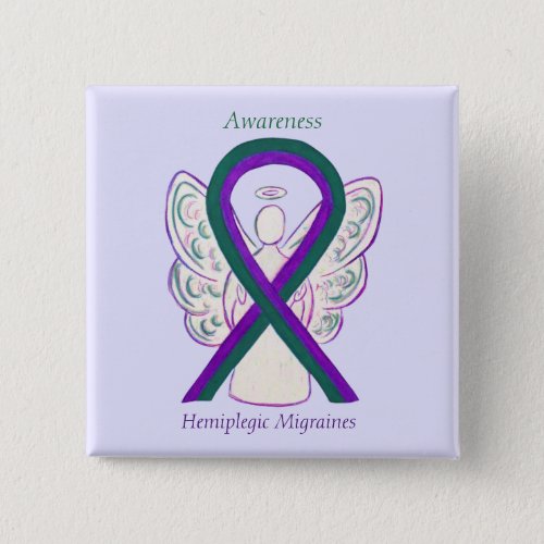 Hemiplegic Migraines Awareness Ribbon Angel Button