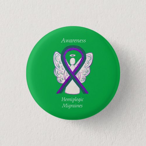 Hemiplegic Migraines Awareness Ribbon Angel Button