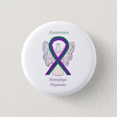 Hemiplegic Migraines Awareness Ribbon Angel Button