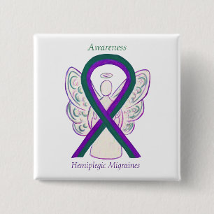 Hemiplegic Migraines Awareness Ribbon Angel Button