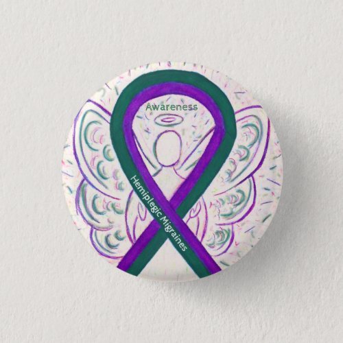 Hemiplegic Migraines Awareness Ribbon Angel Button