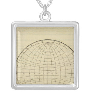 Hemisphere map silver plated necklace