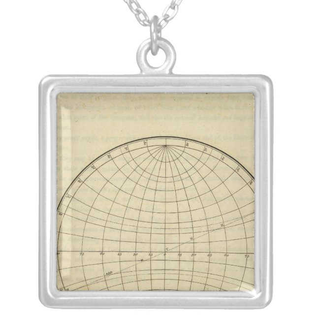 Hemisphere map silver plated necklace (Front)
