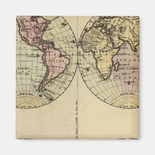Hemispheres Hand Colored Atlas Map Magnet