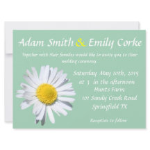 Hemlock Green Daisy Wedding Invitation