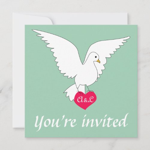 Hemlock Green Dove Wedding Invitation