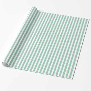 Hemlock Green & White Striped Pattern Wrapping Paper by EnduringMoments at Zazzle