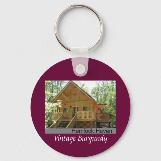 Hemlock Haven Vintage Burgundy Keychain (Front)