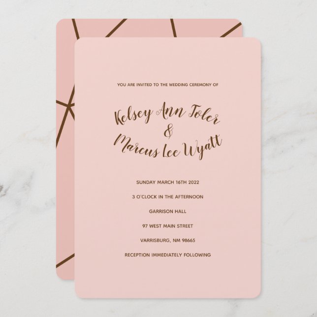 Hemmeli Geometry Rose Gold Wedding Invitations (Front/Back)