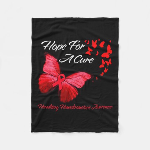 Hemochromatosis Awareness Butterfly Red Ribbon  Fleece Blanket