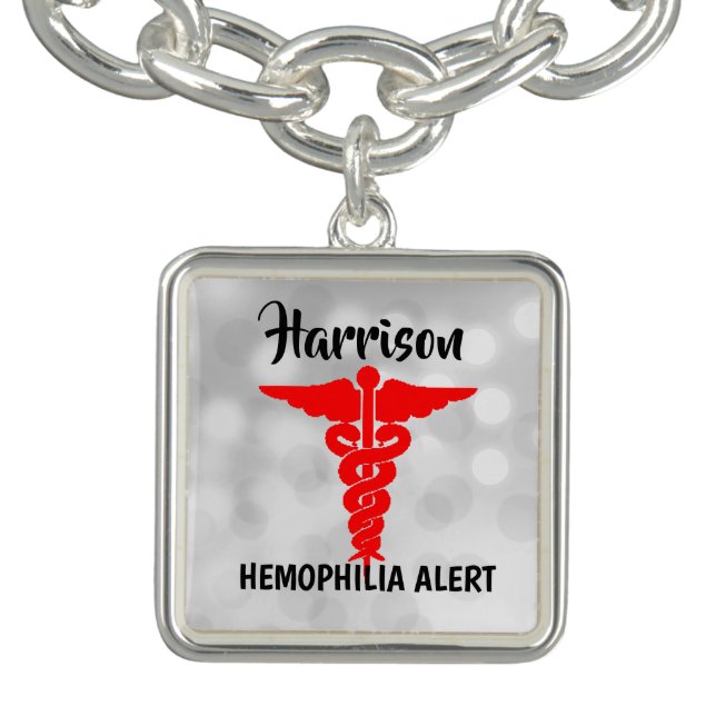 Hemophilia Alert Personalized Bracelet (Design)