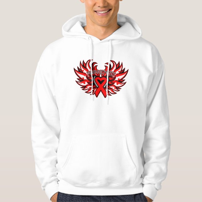 Hemophilia Awareness Heart Wings Hoodie (Front)