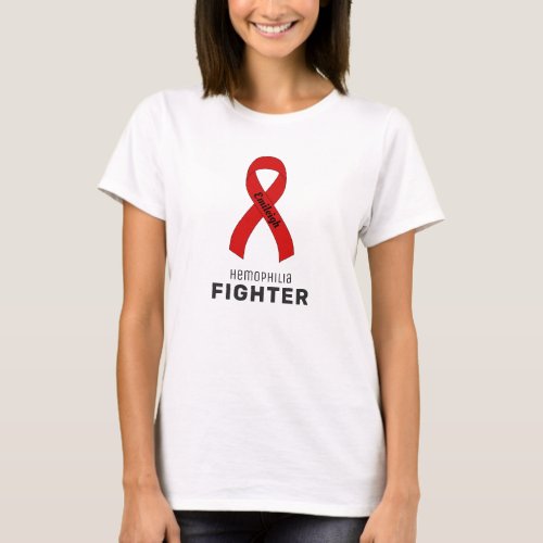 Hemophilia Fighter Ribbon White T_Shirt