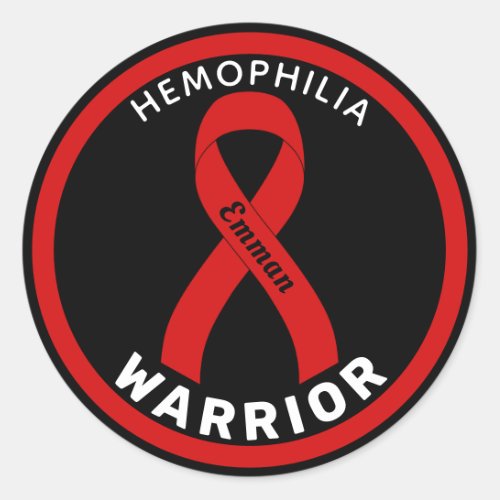 Hemophilia Warrior Ribbon Black Round Sticker