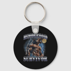 Hemorrhoid Survivor Funny Meme Wolf Embarring Adul Keychain
