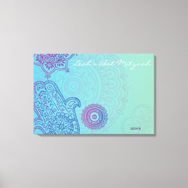 Hemsa Canvas Bat Mitzvah Sign-In Memory Board Print (Front)