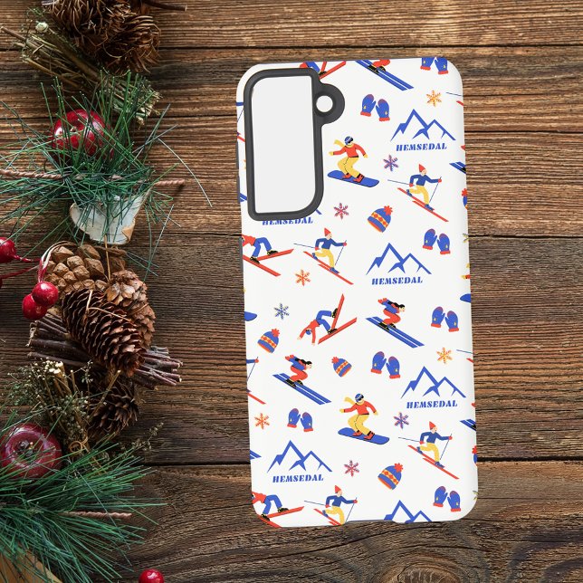 Hemsedal Norway Ski Snowboard Pattern Samsung Galaxy Case (Hemsedal Norway ski snowboard winter snow vacation christmas holidays samsung phone case)