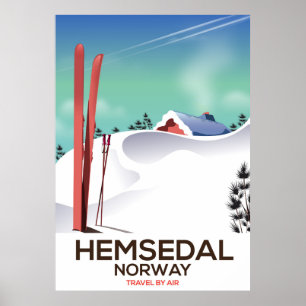 Hemsedal Norway Ski travel poster