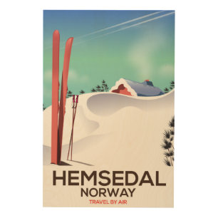 Hemsedal Norway Ski travel poster