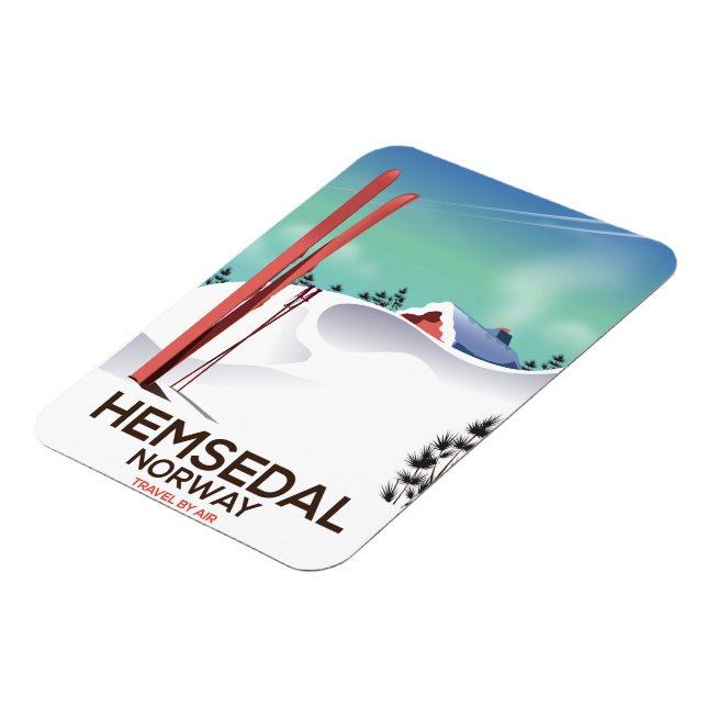 Hemsedal Norway Ski travel poster Magnet (Left Side)