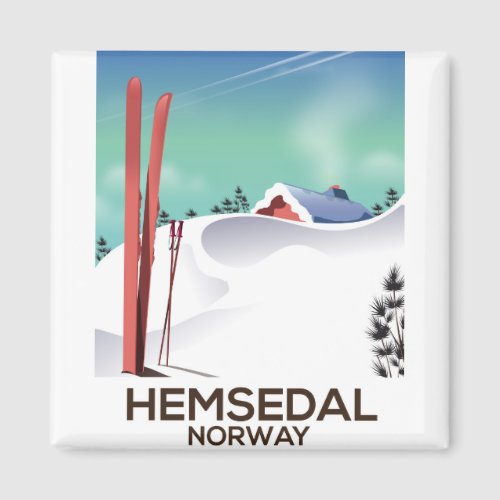 Hemsedal Norway Ski travel poster Magnet