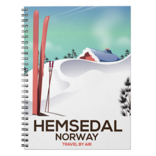 Hemsedal Norway Ski travel poster Notebook