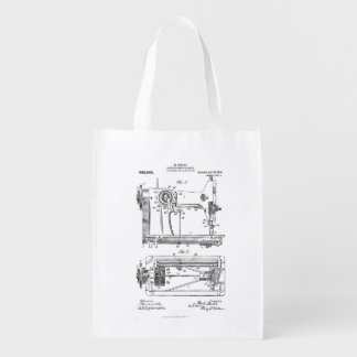 Hemstitch Vintage Sewing Machine Patent Grocery Bag