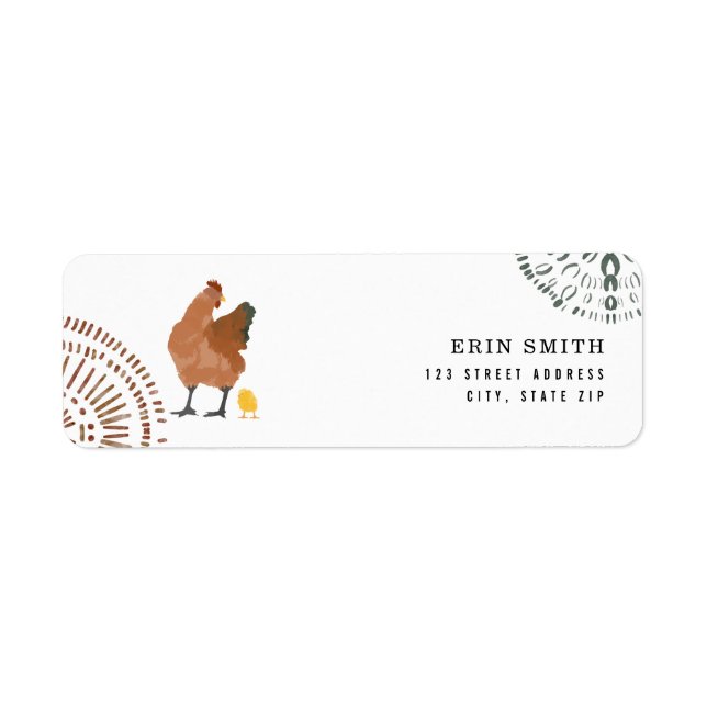 Hen and Baby Chick Chickens Baby Shower Label (Front)