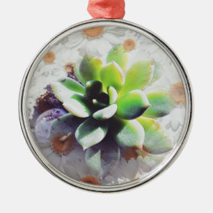 Hen and Chicks and Daisies Metal Ornament