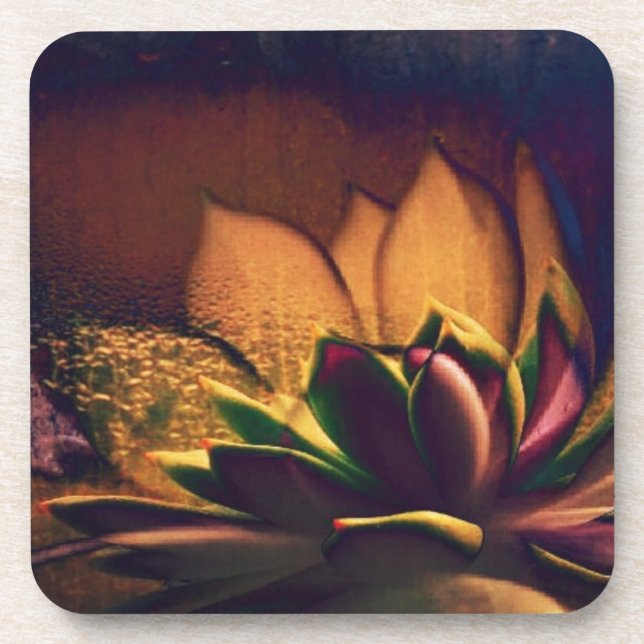 Hen and Chicks Plant Digital Art Drink Coaster (Front)
