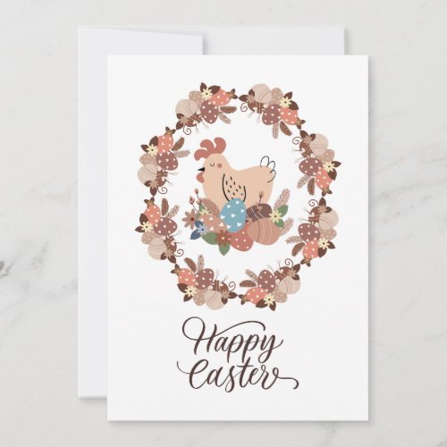 Hen and Easter Eggs Happy Easter Invitation