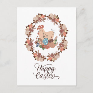 Hen and Easter Eggs Happy Easter Postcard