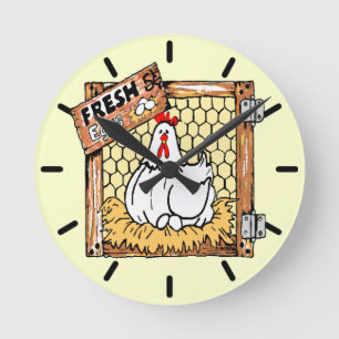 Hen and Eggs-Country Kitchen Round Clock
