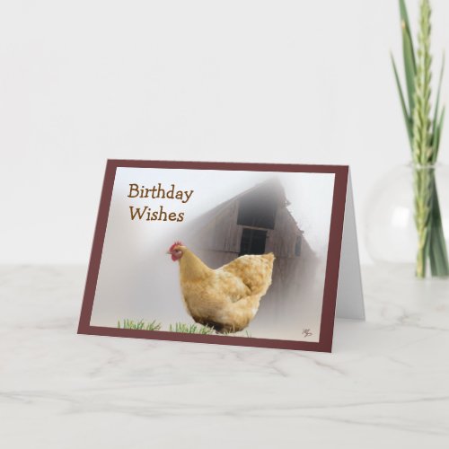 Hen and Old Barn Birthday card_ any occasion Card