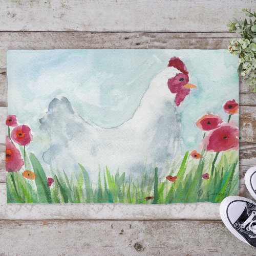 Hen and Poppies Doormat