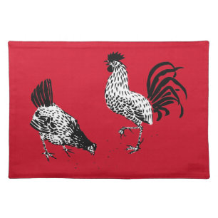 Hen and Rooster Cloth Placemat