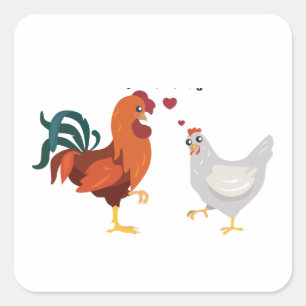 Hen and Rooster in Love Sticker – Cute Farm Animal